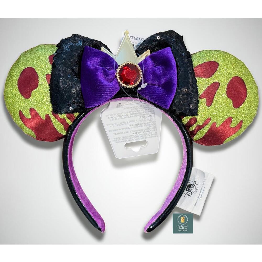 Disney HKDL Evil Queen Poison Apple Sequin Ears Headband NWT
